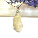 Libyan Desert Glass & Herkimer Diamond Quartz Pendant in Silver