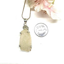 Libyan Desert Glass & Herkimer Diamond Quartz Pendant in Silver