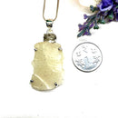 Libyan Desert Glass & Herkimer Diamond Quartz Pendant in Silver