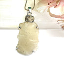 Libyan Desert Glass & Herkimer Diamond Quartz Pendant in Silver