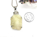 Libyan Desert Glass & Herkimer Diamond Quartz Pendant in Silver