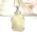 Libyan Desert Glass & Herkimer Diamond Quartz Pendant in Silver