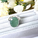 Light Green Aventurine Adjustable Ring in Silver (Luck and Opportunities)