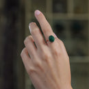 Malachite Adjustable Ring in Silver (Spiritual Renewal)