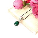 Malachite Small Pendant in Silver