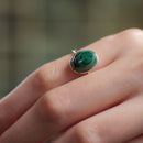 Malachite Adjustable Ring in Silver (Spiritual Renewal)