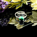 Malachite Adjustable Ring in Silver (Spiritual Renewal)