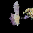 Medium Sized Crystal Parrots on Amethyst Clusters from Brazil