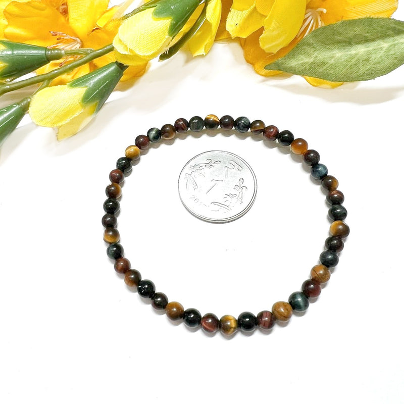 Mixed Tiger Eye Round Bead Bracelet (Confidence and Protection from Jealousy)