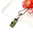 Moldavite Cap Pendant in Silver