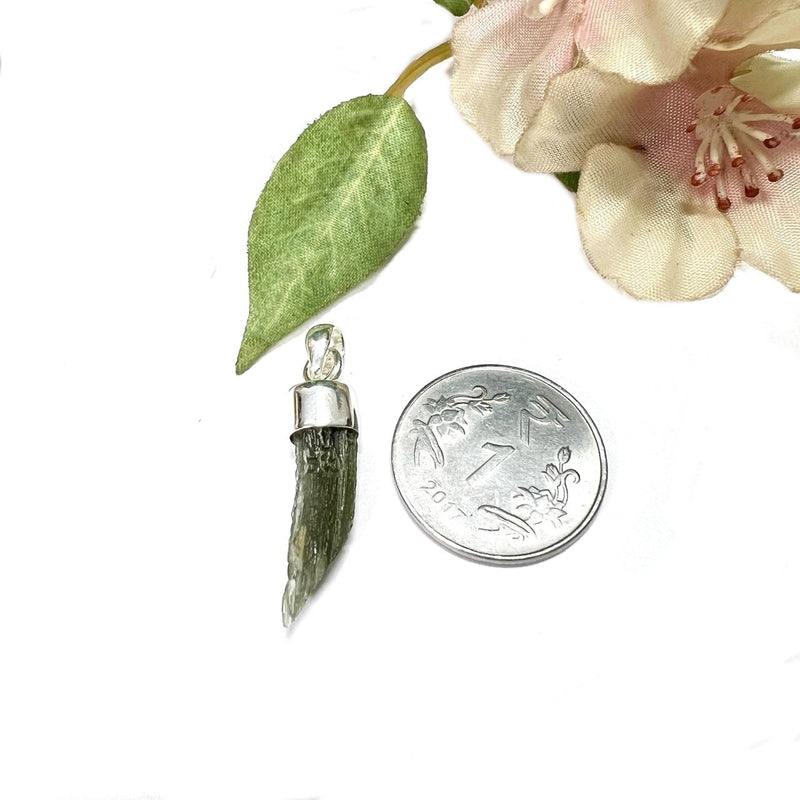 Moldavite Cap Pendant in Silver