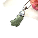 Moldavite Cap Pendant in Silver