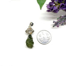 Moldavite and Herkimer Diamond Quartz Silver Pendant