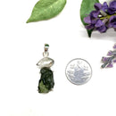 Moldavite and Herkimer Diamond Quartz Silver Pendant