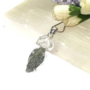 Moldavite and Herkimer Diamond Quartz Silver Pendant