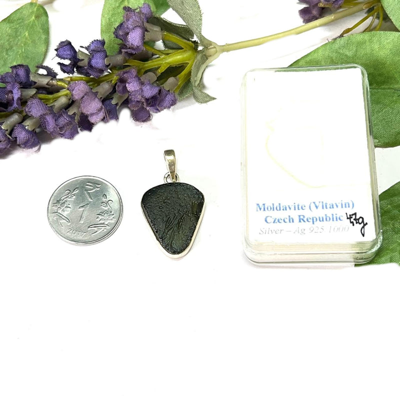 Moldavite Pendant in Silver Casing from Nova Hospoda (Czech Republic)