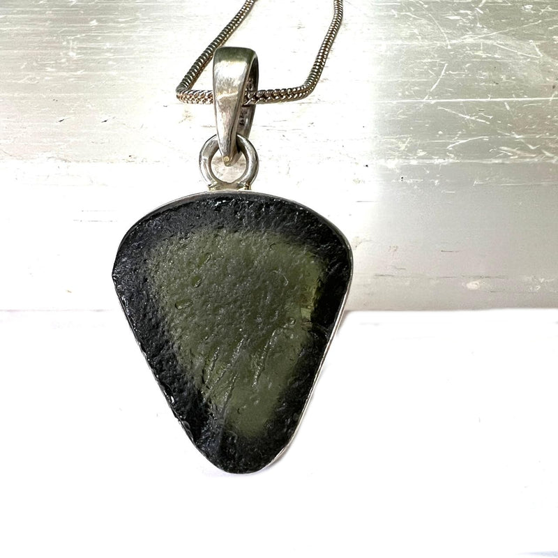 Moldavite Pendant in Silver Casing from Nova Hospoda (Czech Republic)