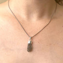 Moldavite Cap Pendant in Silver