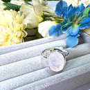 Moonstone Adjustable Ring in Silver (Emotional Balance)