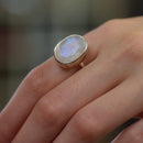 Moonstone Adjustable Ring in Silver (Emotional Balance)