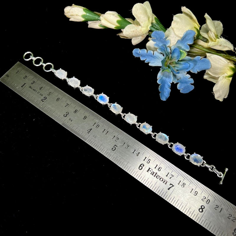 Moonstone & Silver Linked Tennis Bracelet (Connect with the divine feminine)