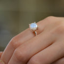 Moonstone Adjustable Ring in Silver (Emotional Balance)