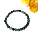 Moss Agate Round Bead Bracelet (Prosperity and Balance)