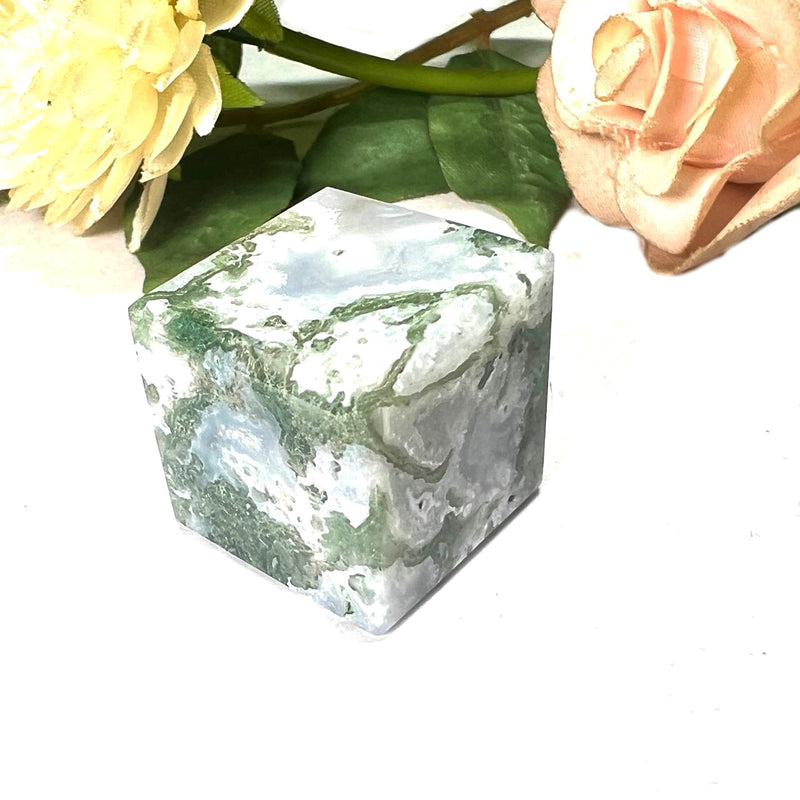 Moss Agate Cube (Abundance)