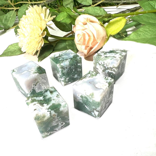 Moss Agate Cube (Abundance)