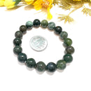 Moss Agate Round Bead Bracelet (Prosperity and Balance)