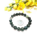 Moss Agate Round Bead Bracelet (Prosperity and Balance)