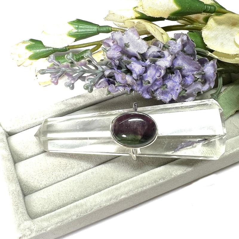 Fluorite Adjustable Rings in Silver