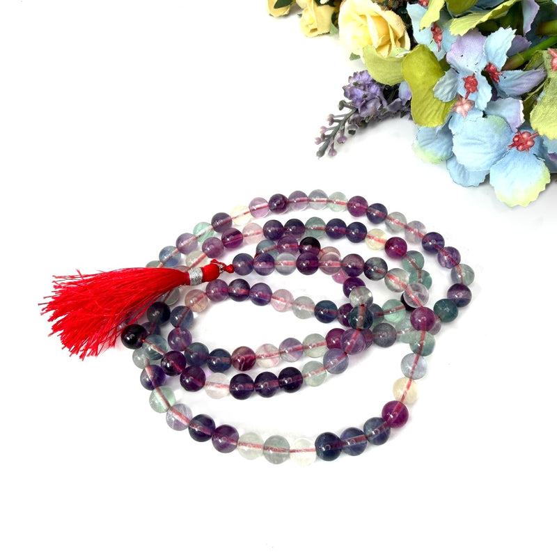Multi Fluorite Round Beads  Jaap Mala /Necklace (Focus )