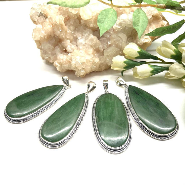 Nephrite Jade Premium Pendants in Silver
