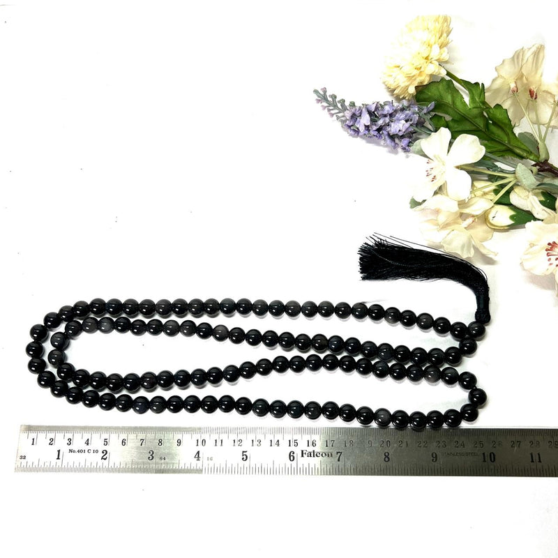 Black Obsidian Round Beads Jaap Mala (Energetic Protection)