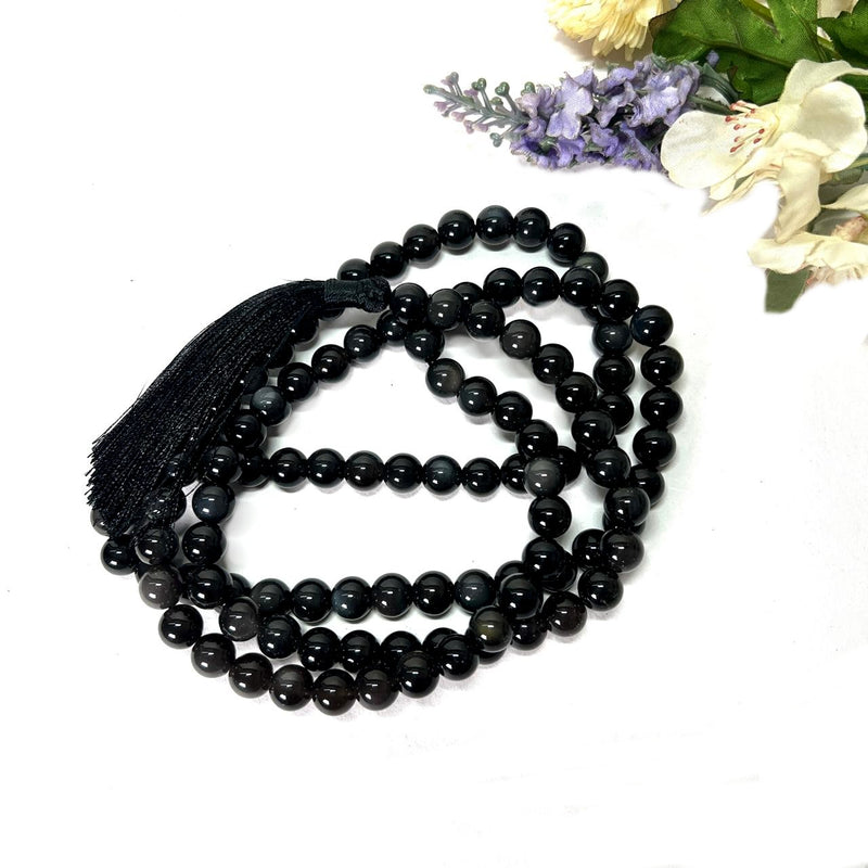 Black Obsidian Round Beads Jaap Mala (Energetic Protection)