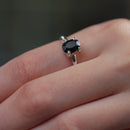 Black Obsidian Adjustable Ring in Silver (1 pc)