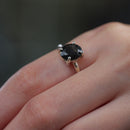 Black Obsidian Adjustable Ring in Silver (1 pc)