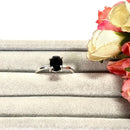 Black Obsidian Adjustable Ring in Silver (1 pc)