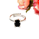 Black Obsidian Adjustable Ring in Silver (1 pc)