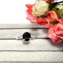 Black Obsidian Adjustable Ring in Silver (1 pc)