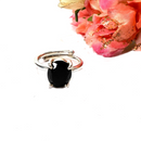Black Obsidian Adjustable Ring in Silver (1 pc)