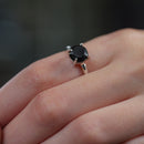 Black Obsidian Adjustable Ring in Silver (1 pc)