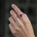 Black Obsidian Adjustable Ring in Silver (1 pc)