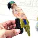 Crystal Parrots on Tall Crystal Logs