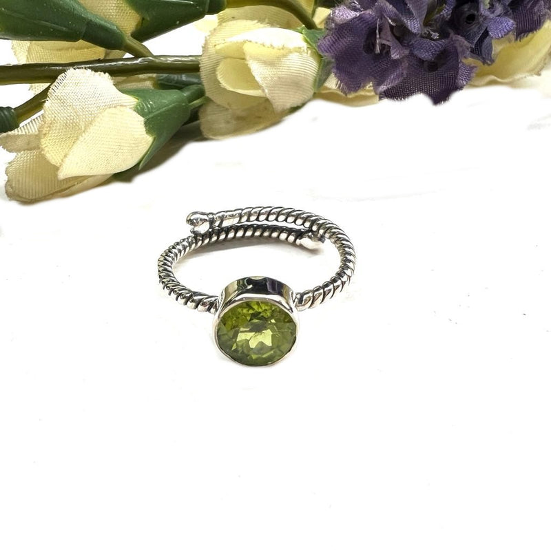 Peridot Adjustable Ring in Silver