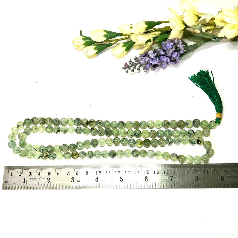 Prehnite Round Bead Mala/Necklace (Release & Letting Go)