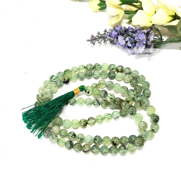 Prehnite Round Bead Mala/Necklace (Release & Letting Go)