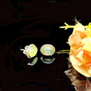 Prehnite Stud Earrings in Silver