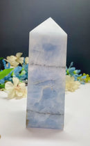 Blue Calcite 4-Sided Obelisk Tower (Calm Communication)